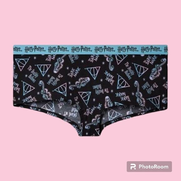 4X 26W Torrid Black Blue Harry Potter Boyshort Panty Deathly Hallows Snake Skull - Picture 1 of 7